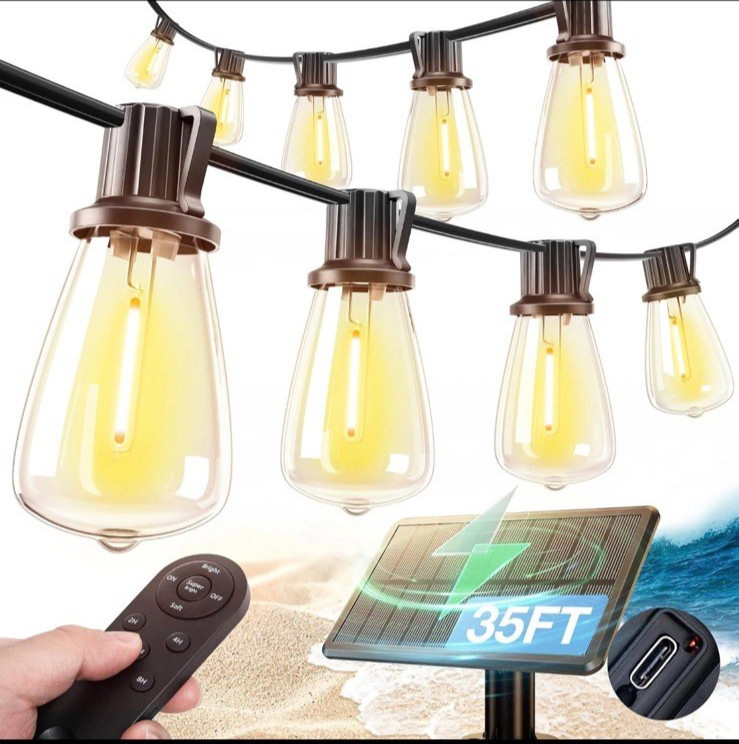 addlon 35FT Solar String Lights Outdoor, IP54 Waterproof Solar Powered with Remo gallery