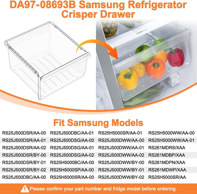 Samsung Refrigerator Crisper Drawer Replacement - DA97-08693B Compatible Bin gallery