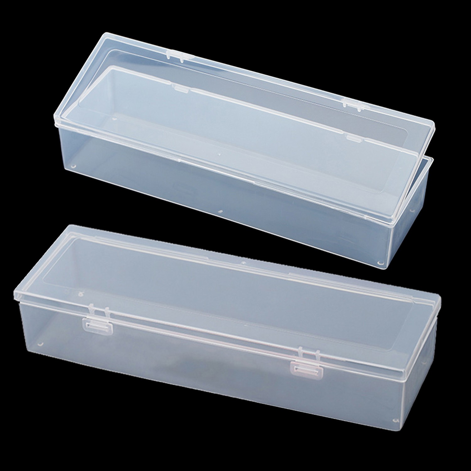 2x Large Plastic Storage Container Box Hinged Lid Crafts Markers Pens Pencils gallery