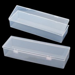2x Large Plastic Storage Container Box Hinged Lid Crafts Markers Pens Pencils