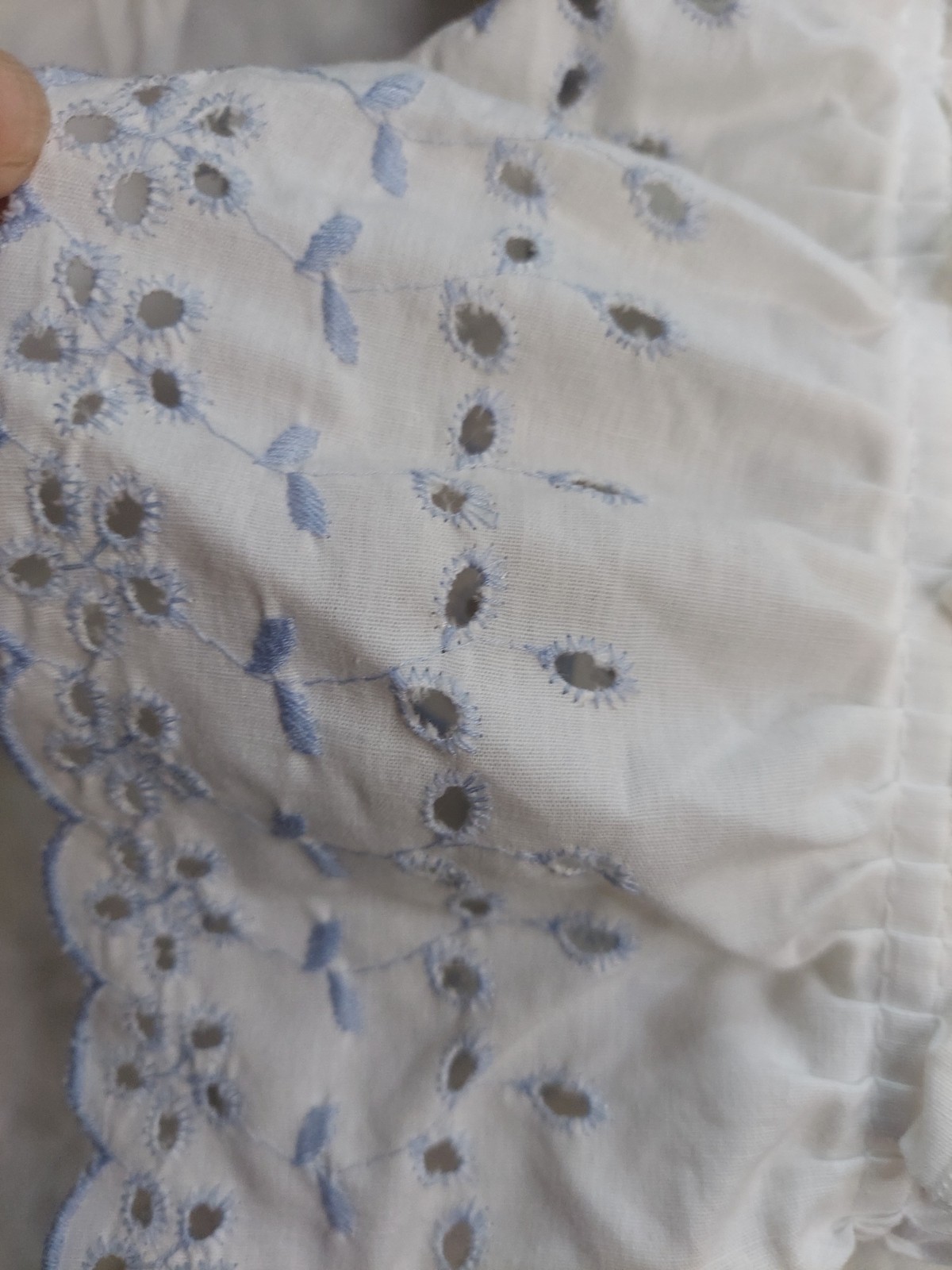 Vintage Ruffled Curtains 4 Panel 80x44in Eyelet Embroidery Cottagecore Cotton gallery