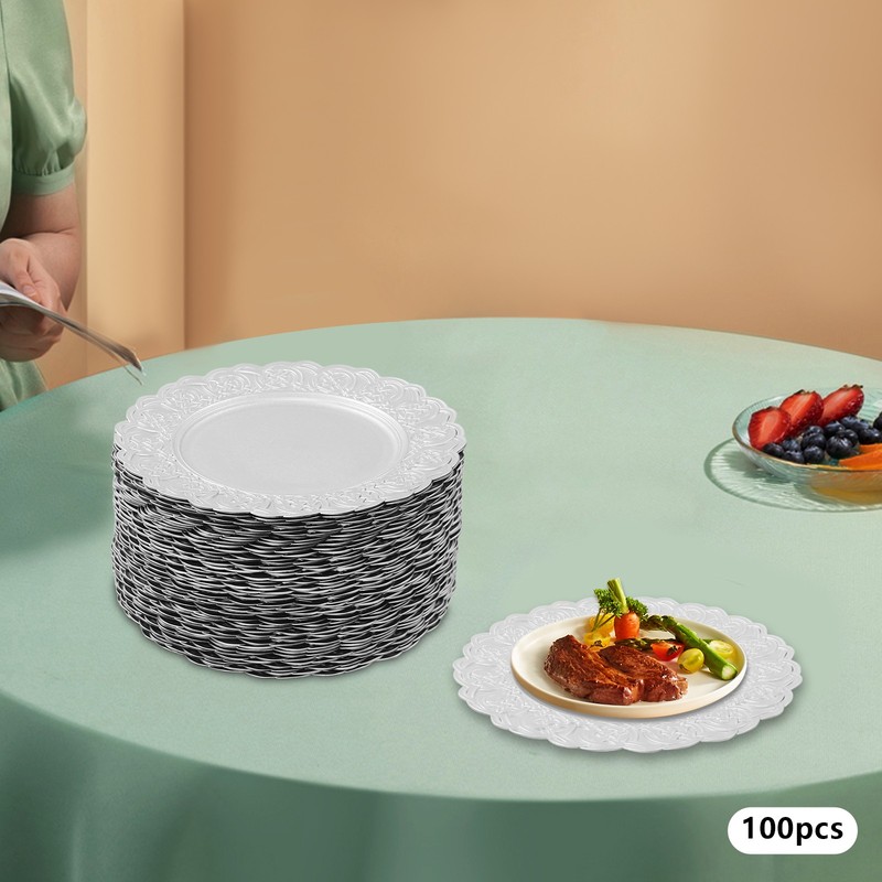 100pcs Dinner Plates Set, Round Dinner Plates, Dinner Plate for Wedding Party gallery