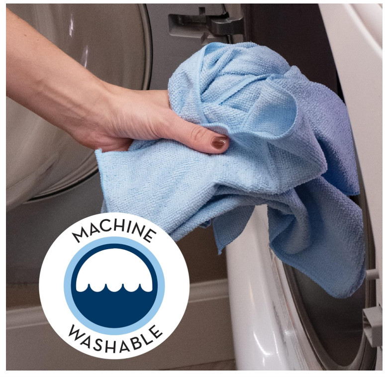 S&T 100 Pack Microfiber Cleaning Cloths Reusable Lint Free Towels Light Blue gallery
