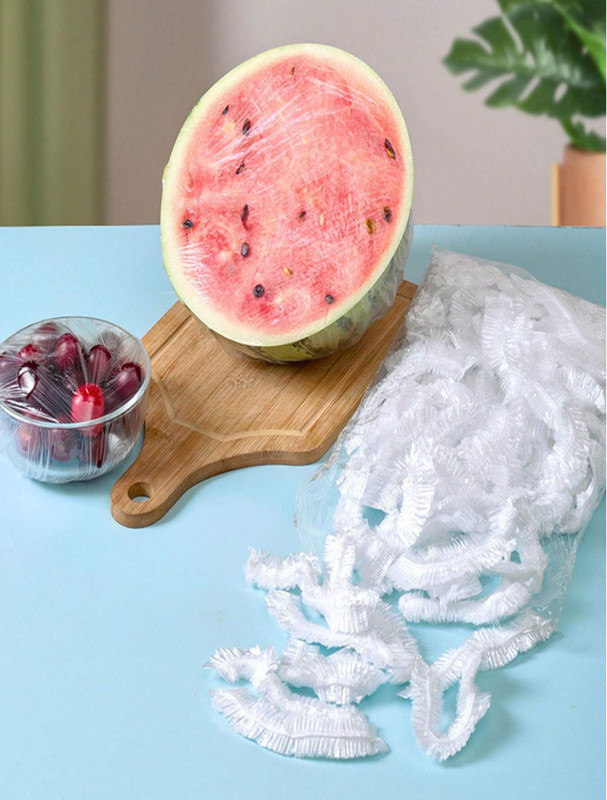 100Pcs Disposable Plastic Wrap Covers for Food Storage & Freshness gallery