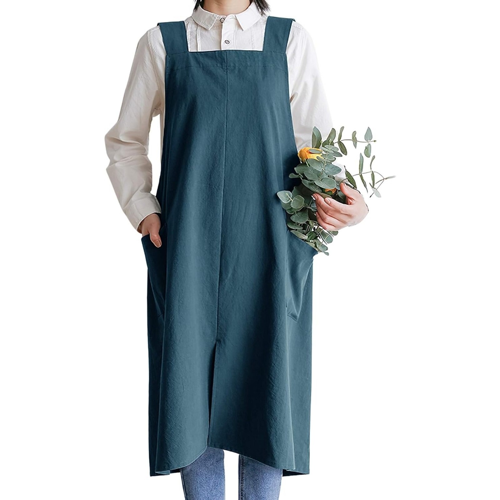 Cross Back Cotton Apron with Front Pockets for Men & Women gallery