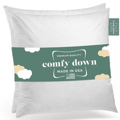 ComfyDown 2pk 22×22 Throw Pillow Inserts Down Feather Fill 100% Cotton
