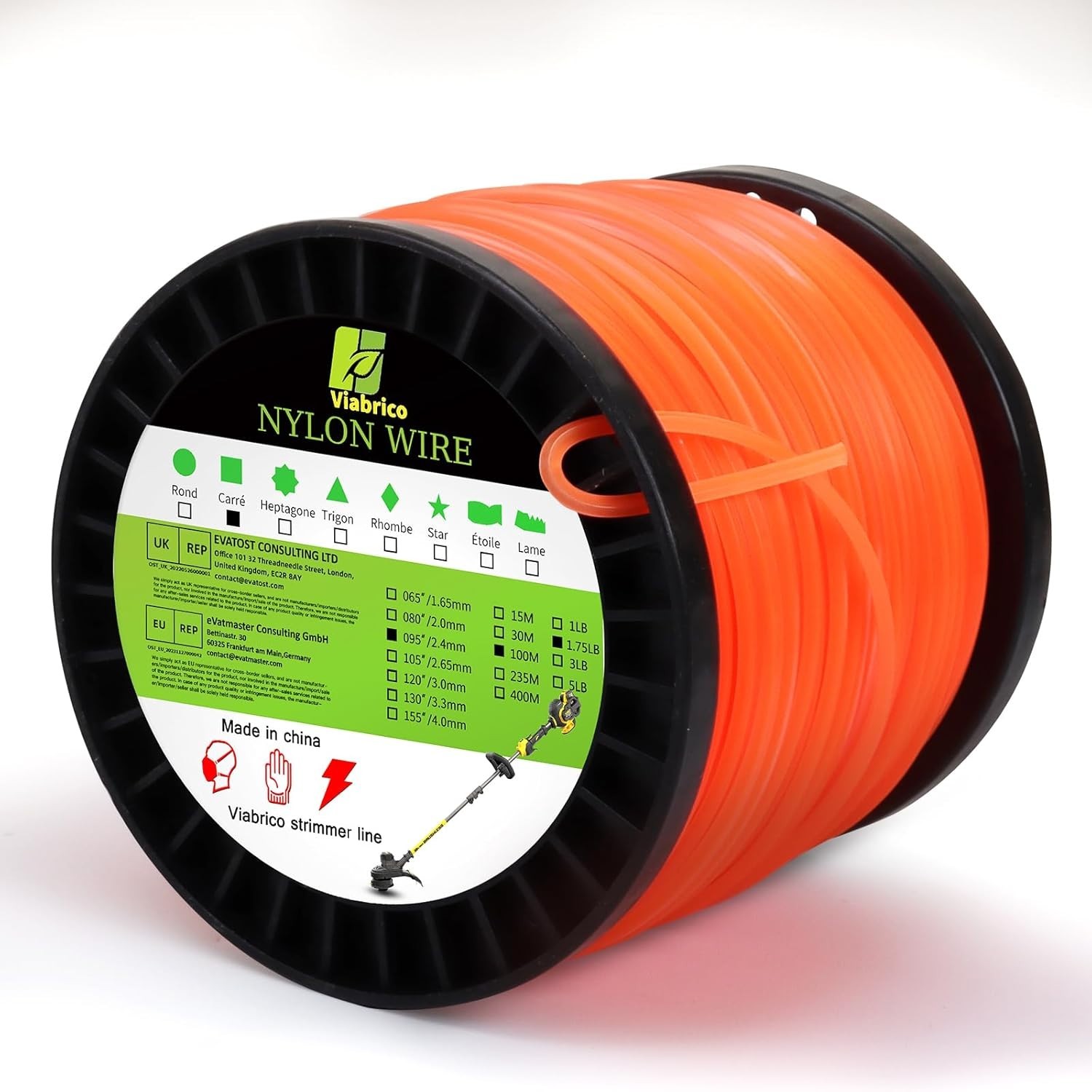 String Trimmer Line Square Orange Heavy Duty Weed Eater String Premium Nylon U gallery