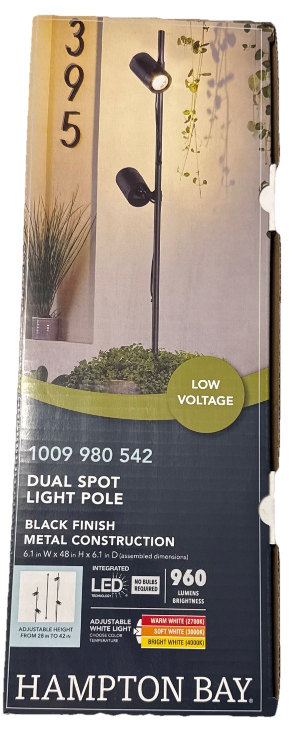 Hampton Bay Dual Spot Light Pole Low Voltage LED Landscape Light Black Finish gallery