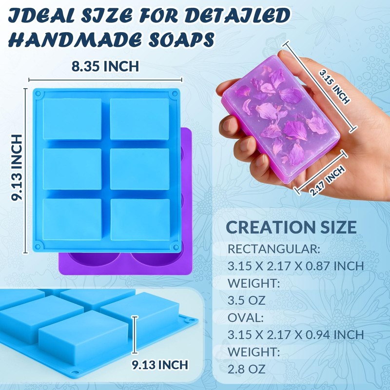 Molds Silicone Square Oval Rectangle Bar, 12 Cavities for Soap Making Candy gallery