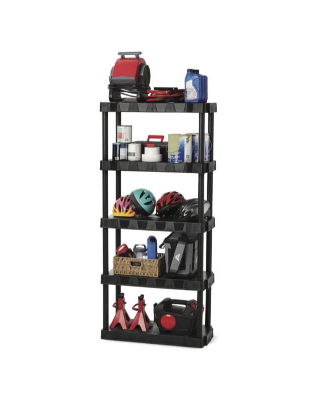 5-Tier Black Plastic Shelf Unit, 68.8 H x 30 W x 13.88 D, 350 lb Capacity gallery