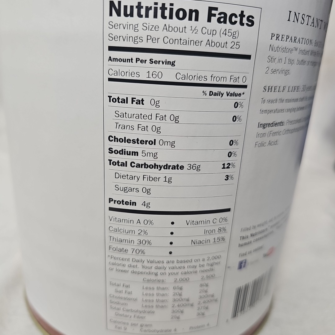 NutriStore Instant White Rice 2.48 lbs Shelf Life 30 Years (Mfg Date 9/29/2015) gallery