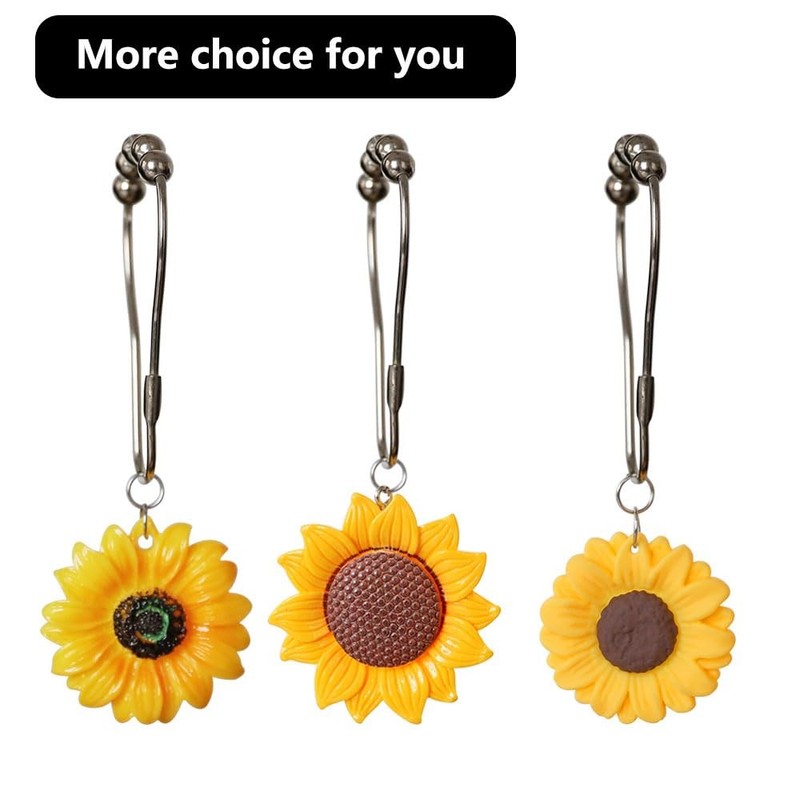 Sunflower Shower Curtain Hooks Decorative Yellow Flowers Daisy Silver gallery