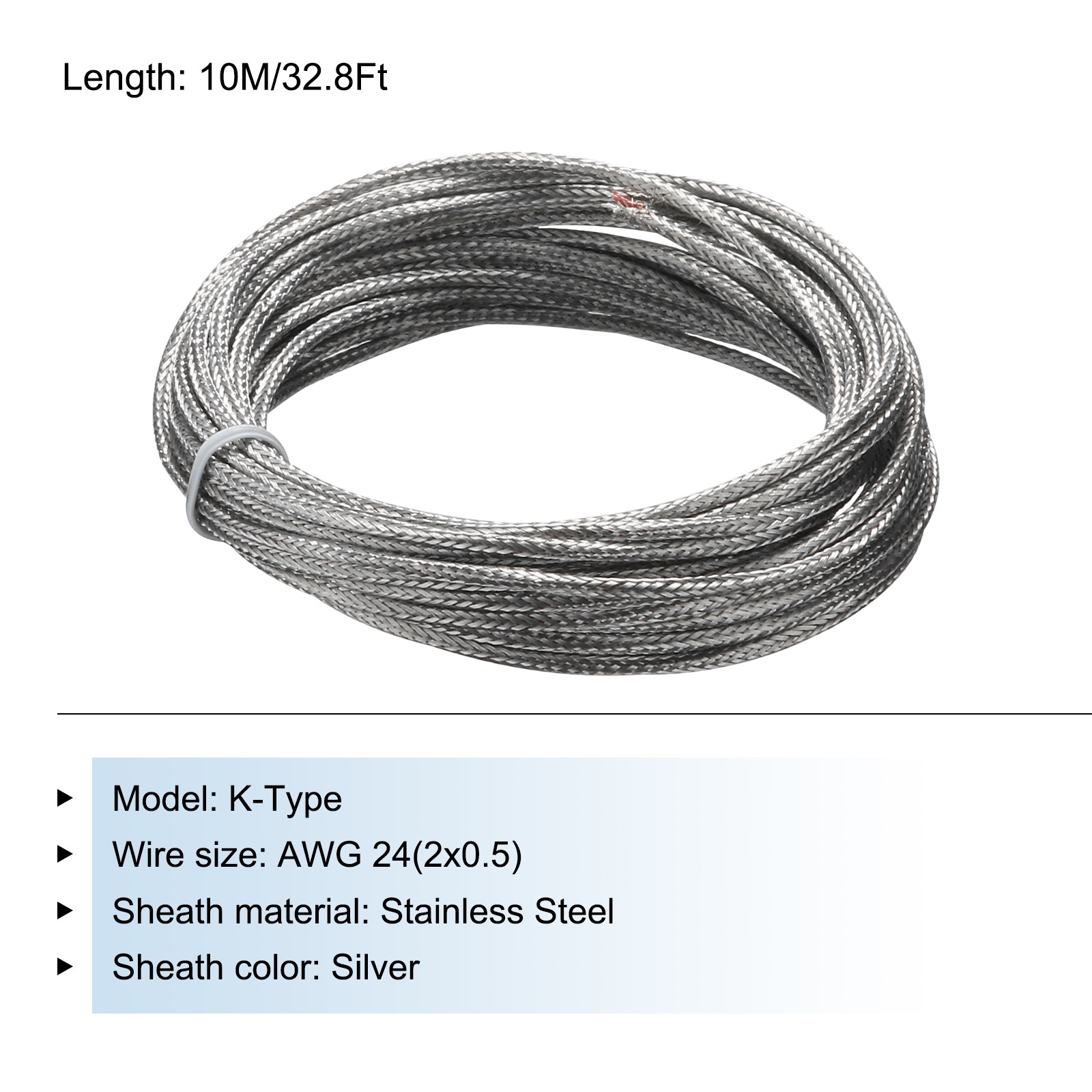 K-Type 2x0.5 Thermocouple Wire Temperature Sensor AWG 24 Wire Insulation 33Ft gallery