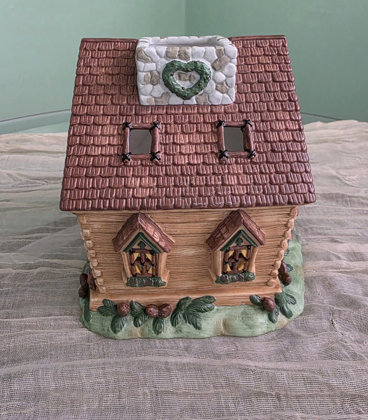 Partylite Forest Friends Log Cabin Birds Tealight Candle Holder House Retired gallery
