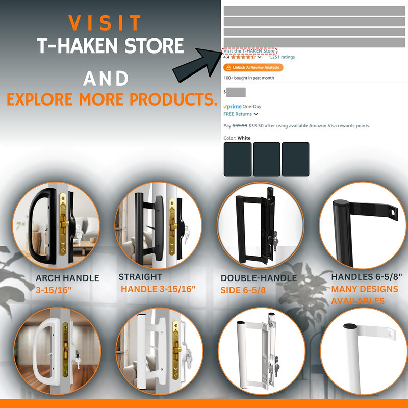 Sliding Glass Door Handle Set – Aluminum Handle, Mortise/Hook Style, Fits 3-15/1 gallery