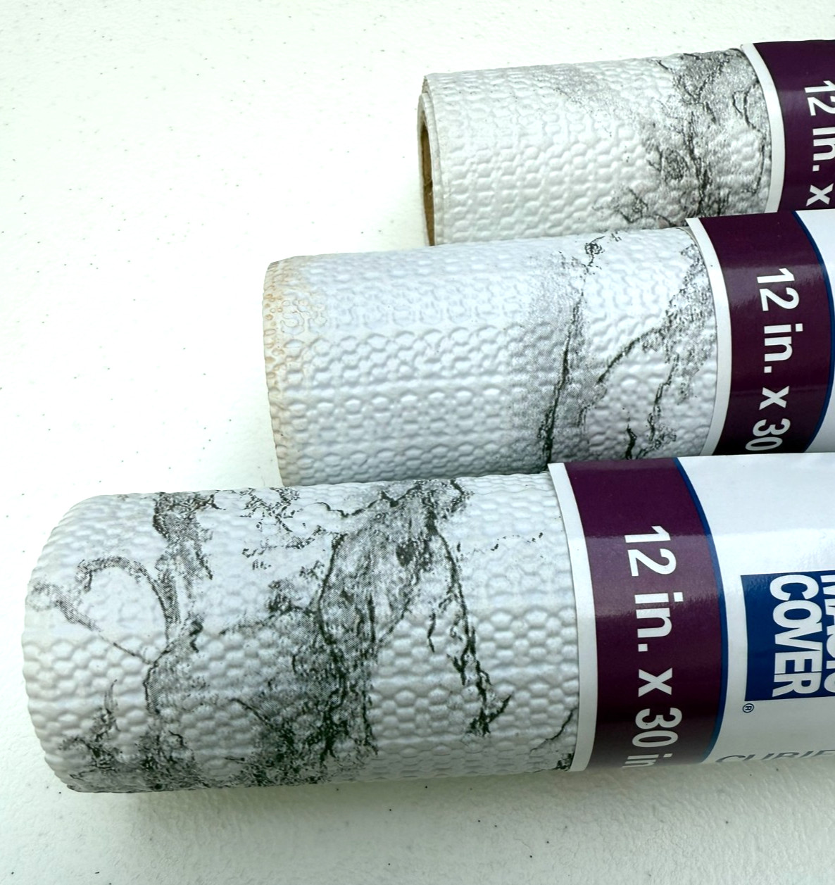 Magic Cover Vinyl Non-Adhesive Shelf Liner 3 Rolls 12"x30" each Gray Marble gallery