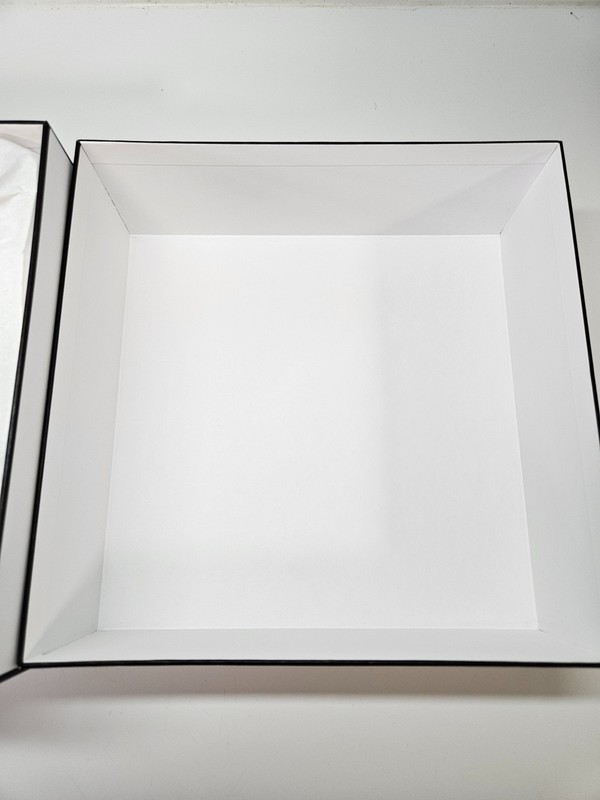 Authentic CHANEL White Logo Two Piece Gift Box with Tissue Paper 8.75" x 8.75" gallery