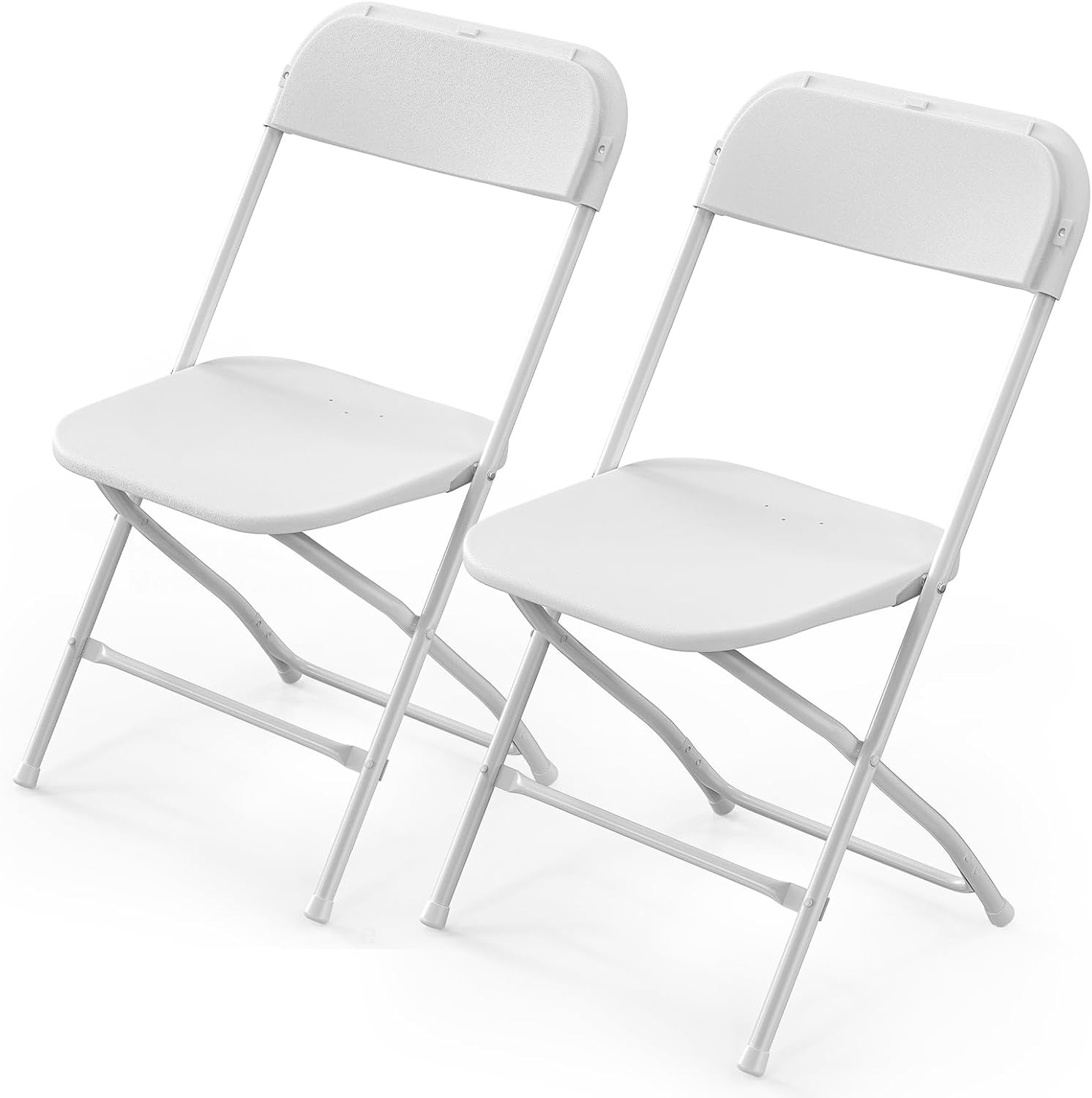 White Plastic Folding Chairs 2 Pack Heavy Duty Steel Frame 350 lb Indoor Outdoor gallery