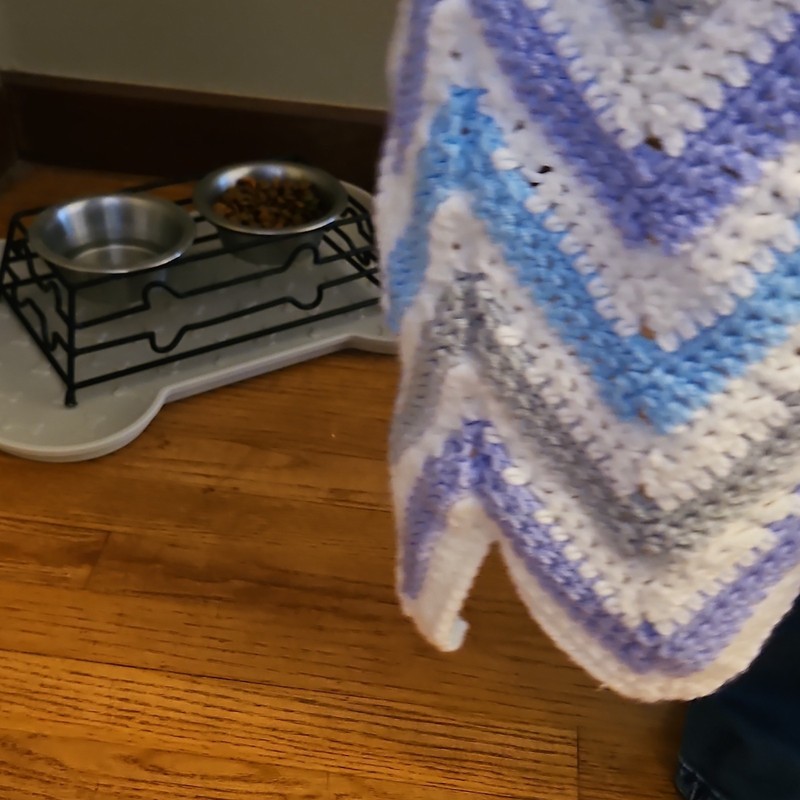 Handmade Crochet Chevron Sofa Throw Blanket Large White Blue Purple Gray gallery