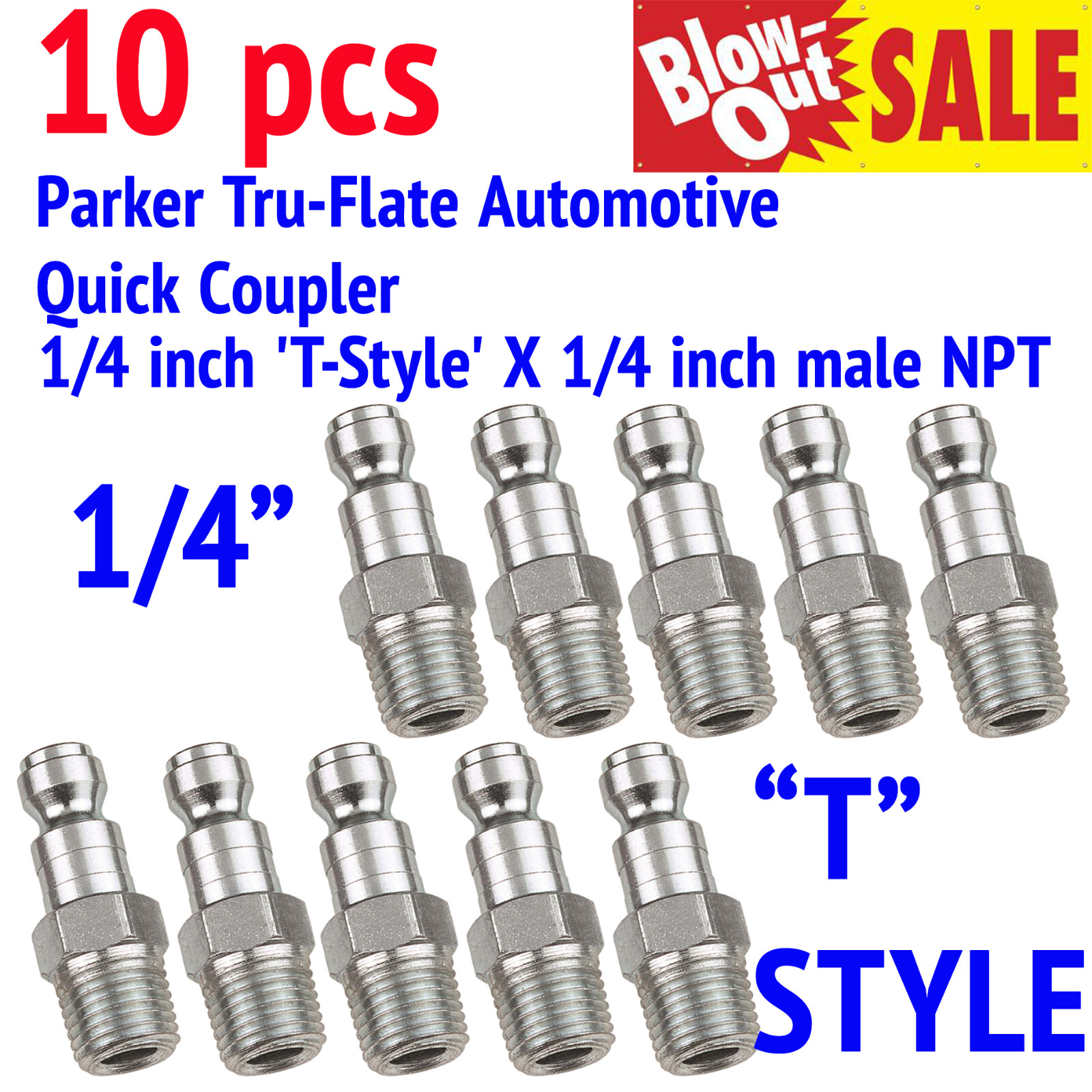 Tru-Flate Automotive Quick Coupler Air Hose Connector Fittings 1/4 NPT T Style gallery