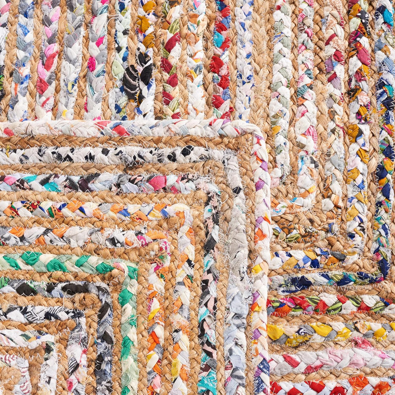 Handmade 5' Square Area Rug - Cape Cod Beige & Multi Jute Cotton Design gallery