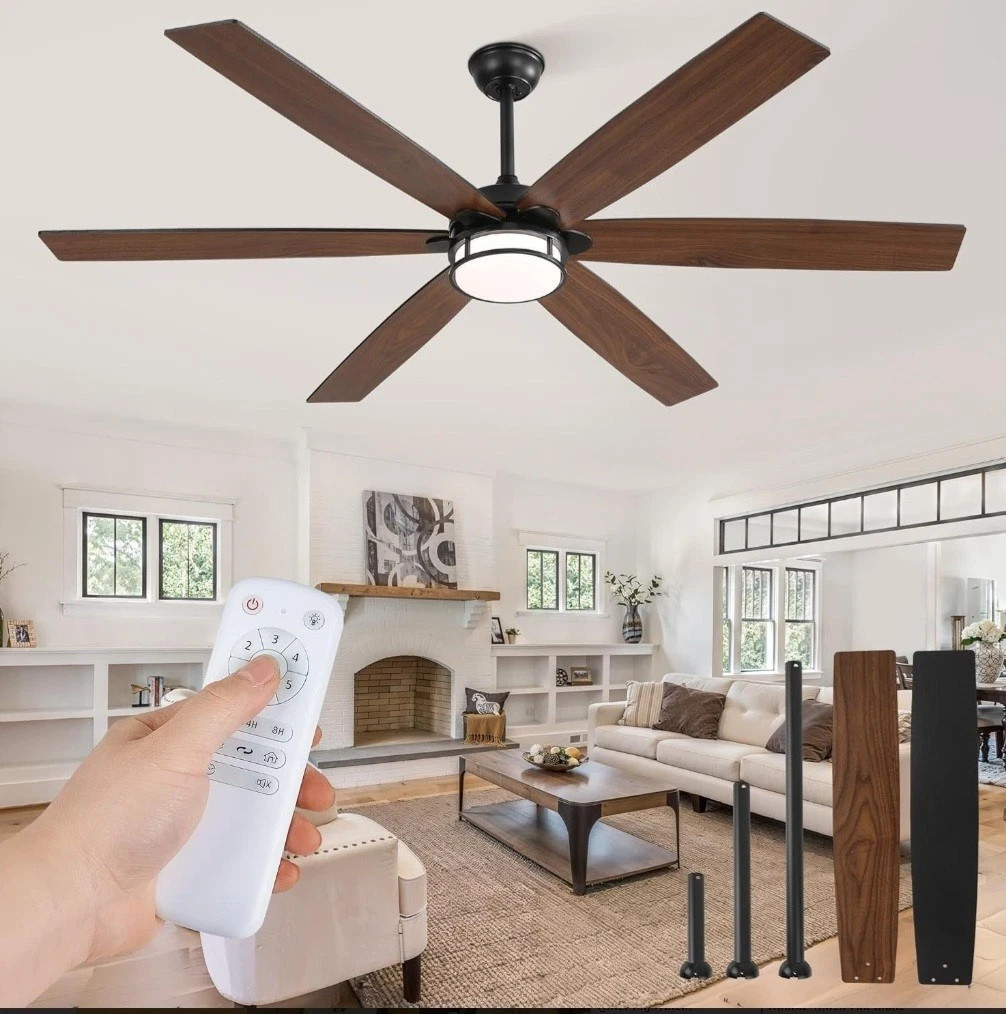 65in Ceiling Fans & Light, Farmhouse Large Ceiling Fans & Remote Black&Brown New gallery