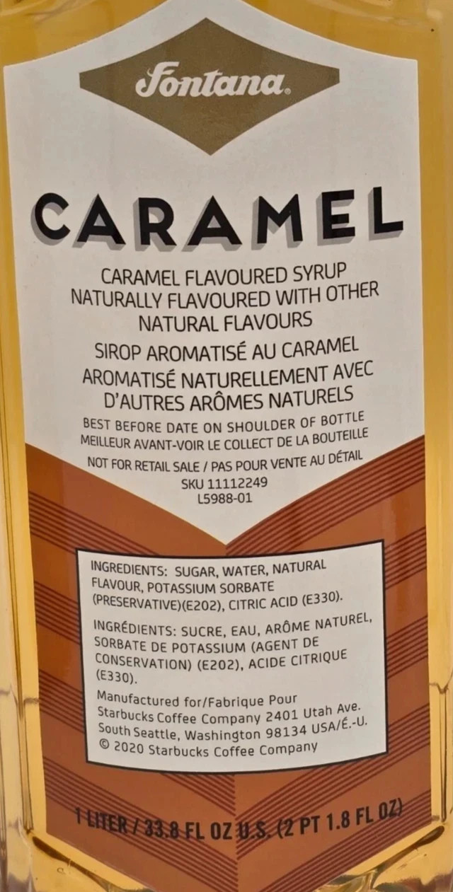 2 Starbucks - Fontana - Caramel Flavored syrup 33.8OZ (1 L) BB 06/2026 gallery