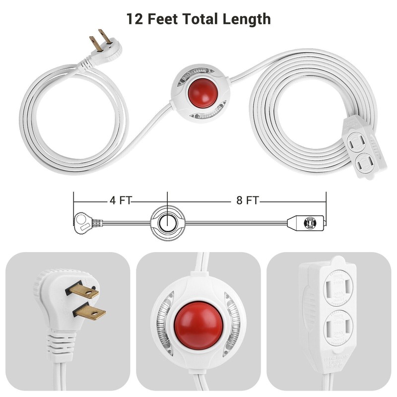 DEWENWILS 12 FT Foot Switch Extension Cord with 3 Outlets and Angled Flat Plug gallery