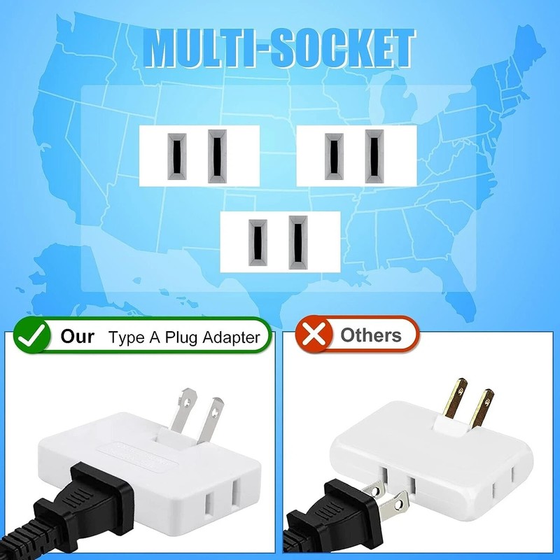 3 Pack AC Flat Wall Outlet Extender Plug Adapter Outlet, Fold-Able 3 Way Wa gallery