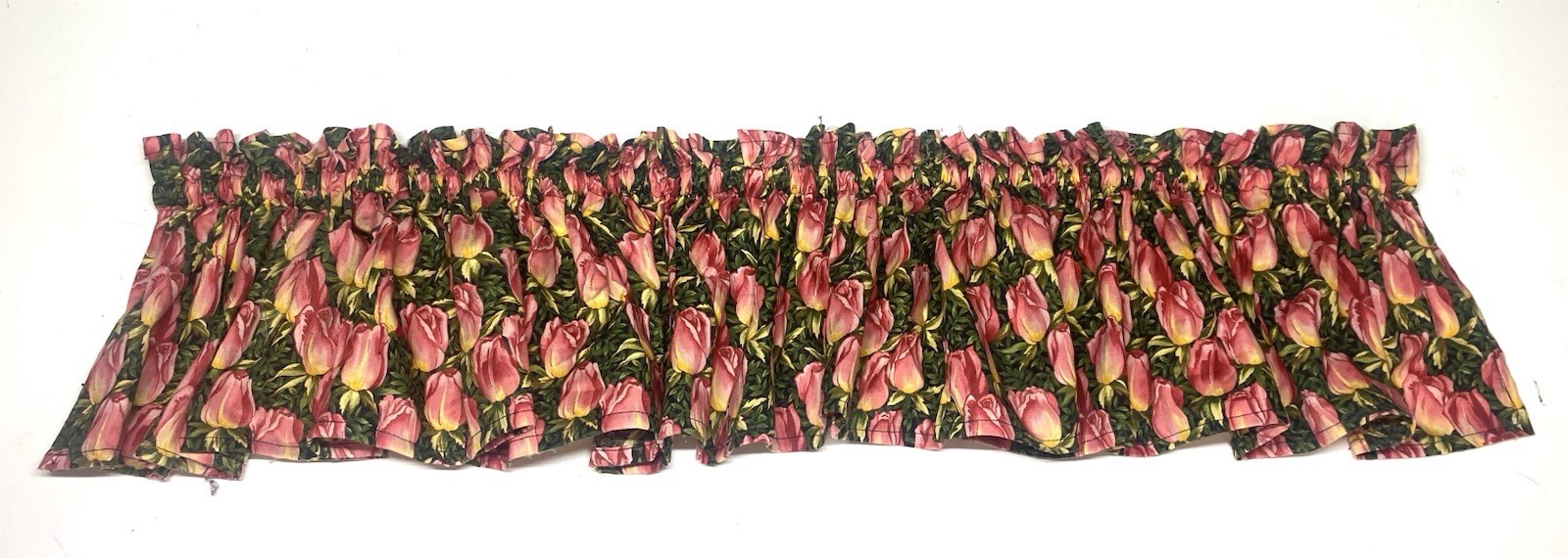WAVERLY Custom Valance TULIPS PINK Green 8 x87 Rod Pocket Top Floral gallery
