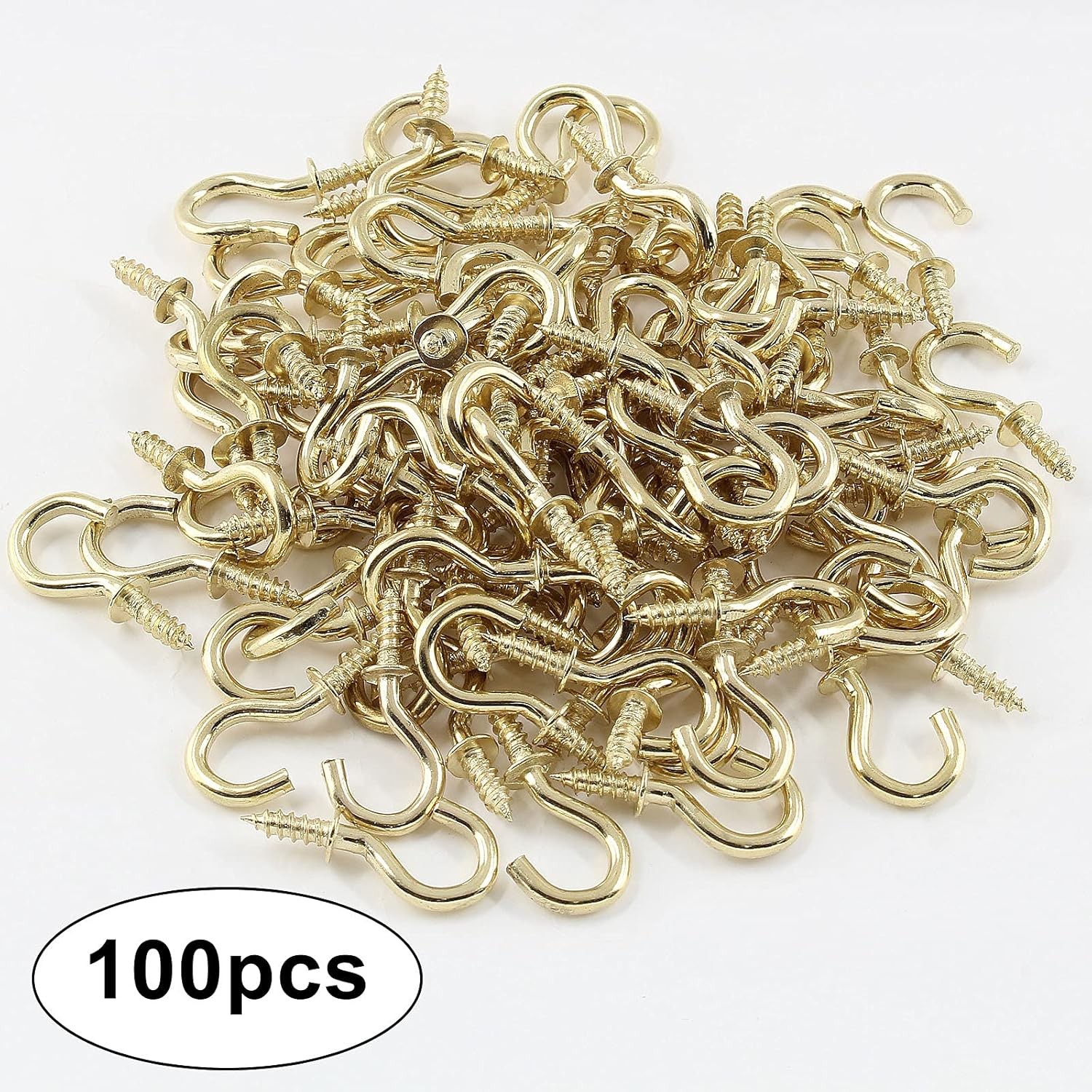 100Pack 1/2 Inch Mini Cup Hooks Gold Ceiling Screw-In Hooks Hanging Jewelry Mugs gallery