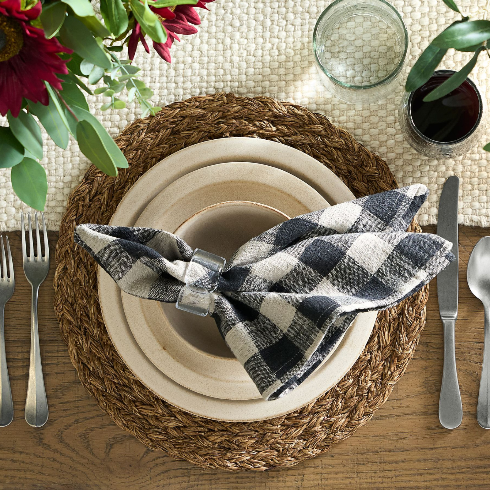 Pottery Barn Handwoven Basketweave Cotton Fringe Table Runner Natural gallery