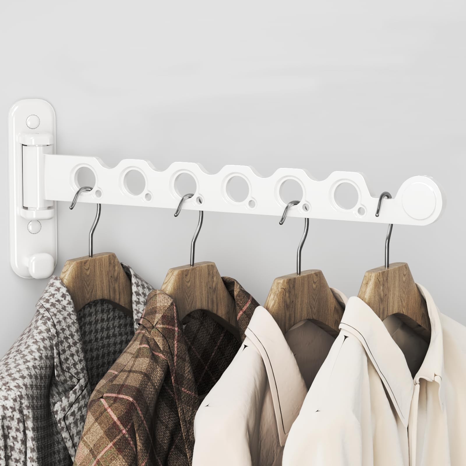 dancrul Wall Mounted Clothes Hanger Rack Foldable Drying Rack Hook Folding In... gallery