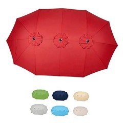 15ft Double Sided Patio Umbrella Replacement Canopy, 12 Ribs Umbrella 13ft Red