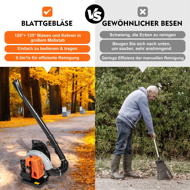 New 63CC 2-Stroke Backpack Gas Leaf Blower, 4.3HP, 850CFM Commercial Use US gallery