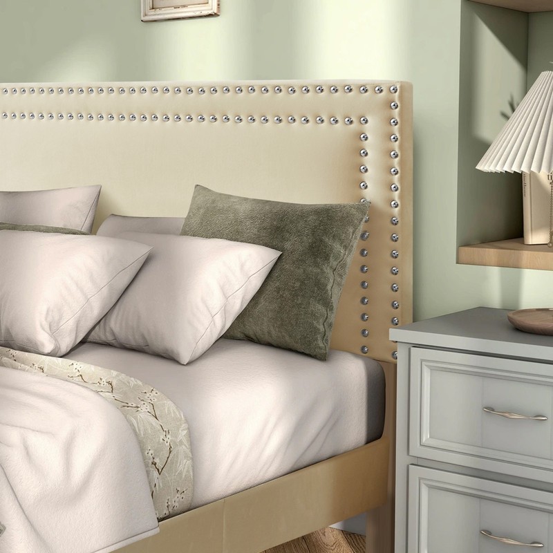 Twin Full Queen Platform Bed Frame with Upholstered Headboard Adjustable Height gallery