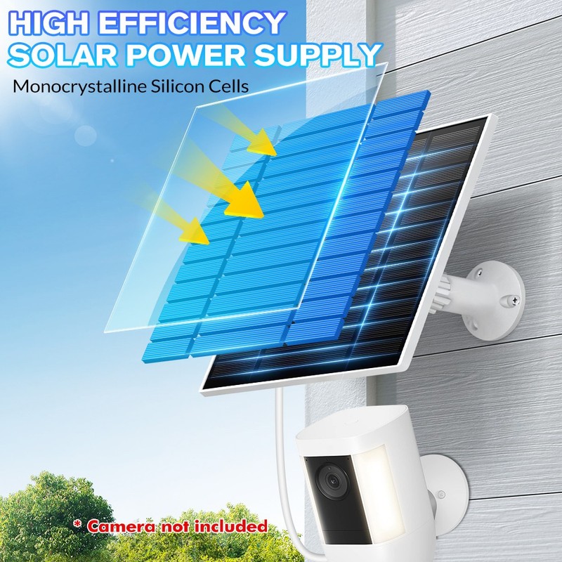 Waterproof Solar Panel Kit 5W 5V W/ Stand For Spotlight Camera Doorbell Charger gallery