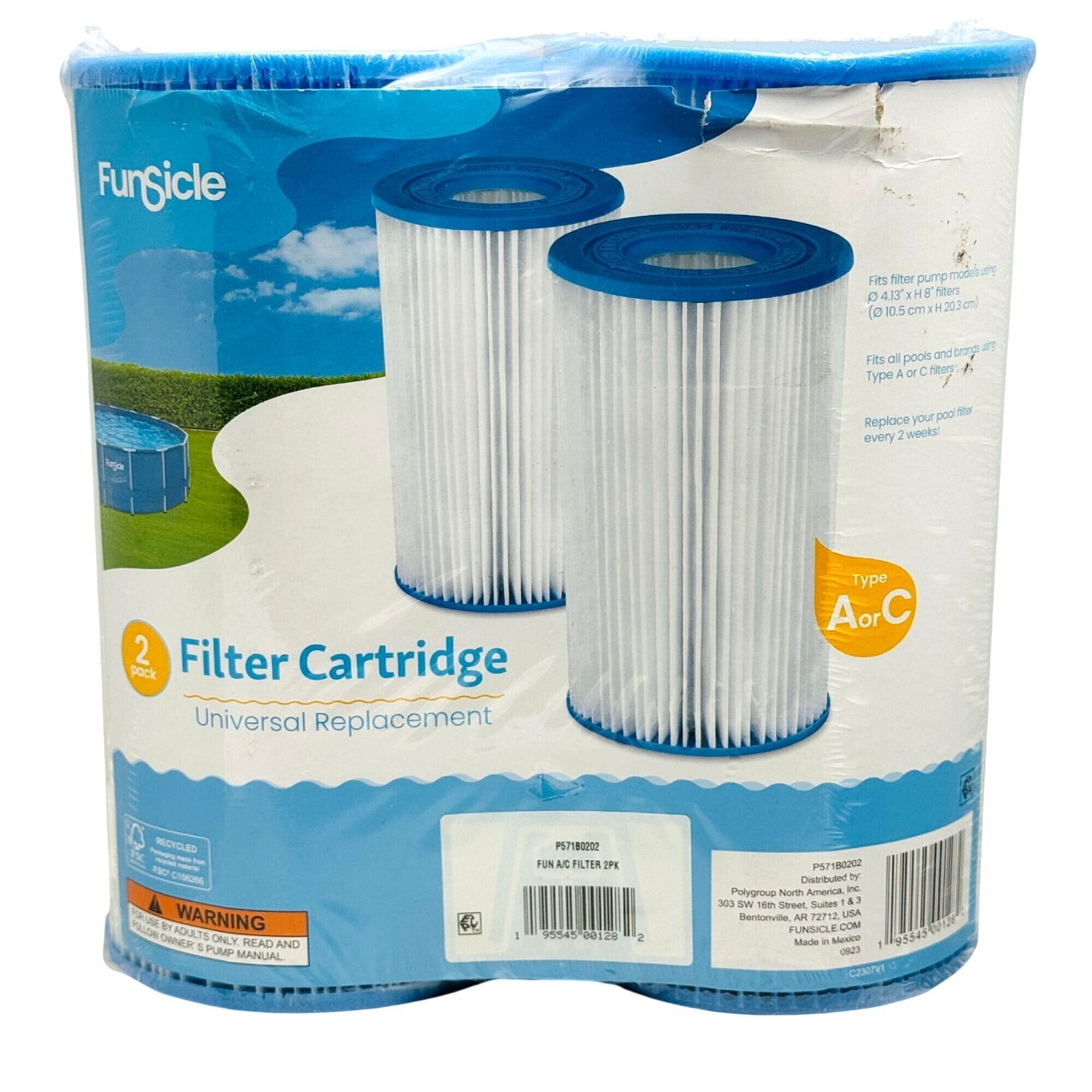 FunSicle Universal Replacement Filter Cartridge Type A or C P571B0202 Pack of 2 gallery