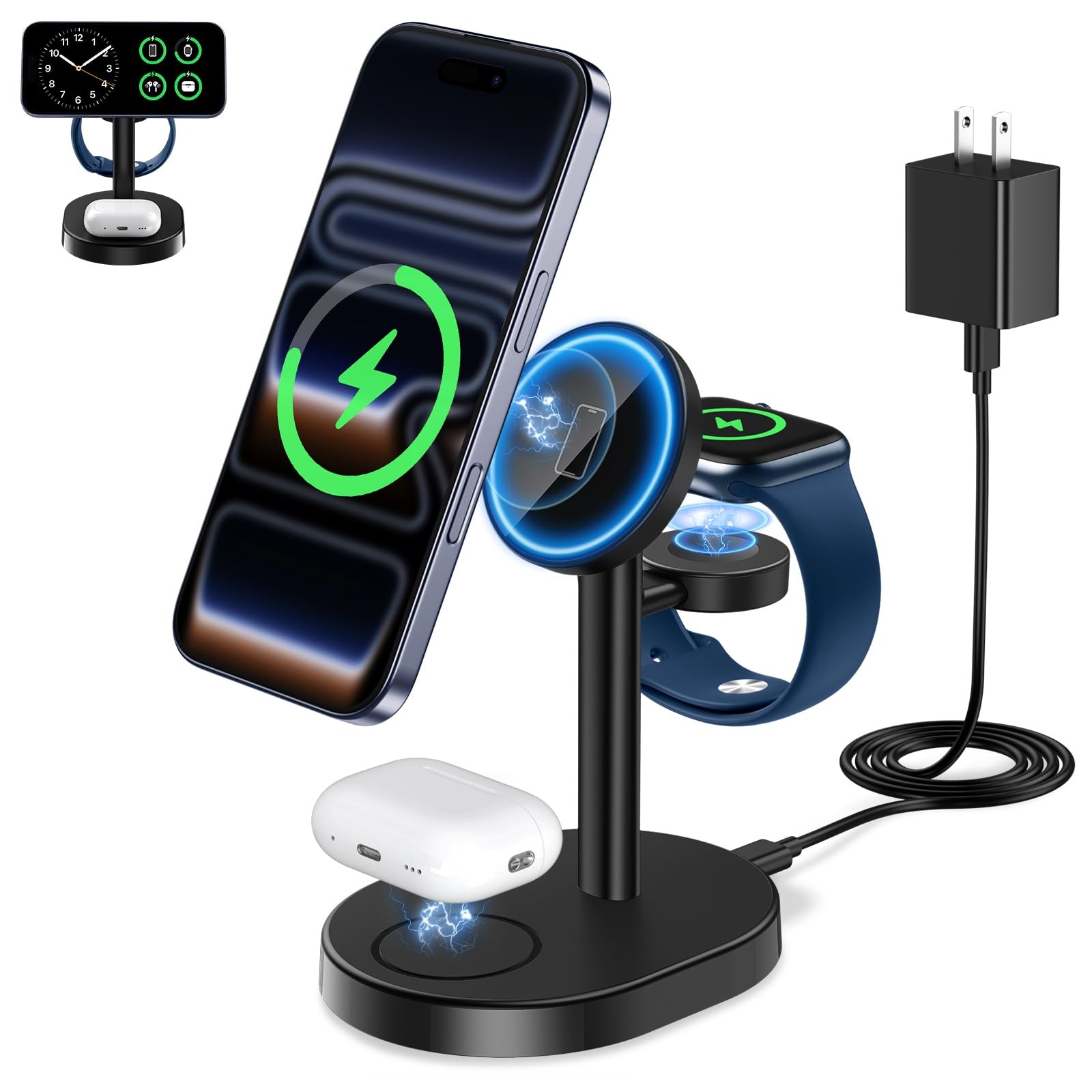 Hevanto 2026 3 In 1 Wireless Charging Station For Apple Magsafe Charger 15W gallery