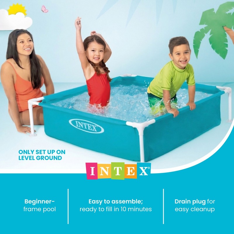 Intex 4ft x 12in Mini Frame Kiddie Beginner Swimming Pool, Ages 3 and Up, Blue gallery