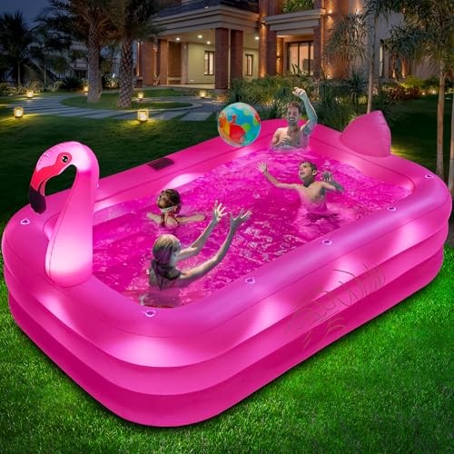 Inflatable Pool with Lights, Solar Flamingo Swimming Pool for Kids,Adults gallery