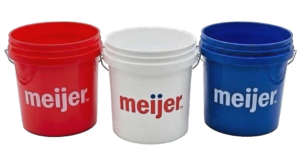 Meijer Mini Bucket TRIO; RED, WHITE, AND BLUE. 1 of each color, 3 total. gallery