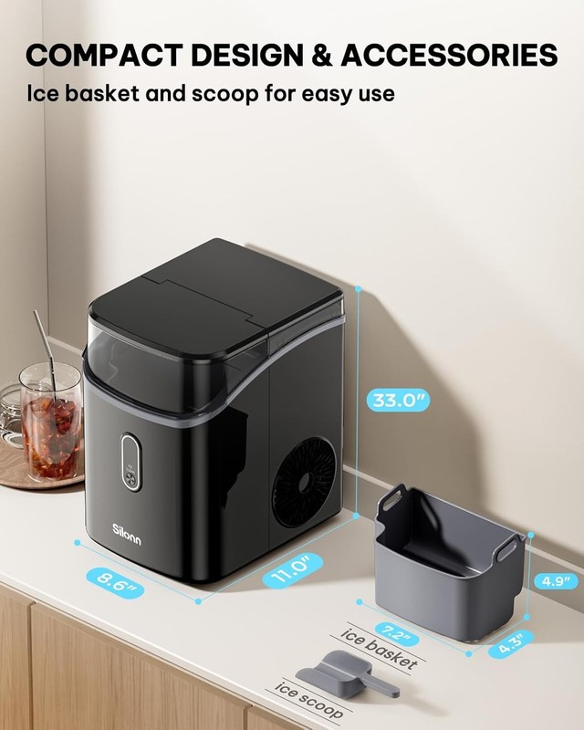 Silonn Nugget Ice Maker Countertop, Pebble Ice Makers with Crushed Soft Chewable gallery