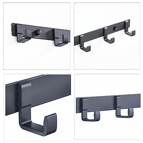 2 Pack Hat & Coat Rack - Wall Mounted Aluminum Alloy Hook Rack (5 Hooks Black) gallery