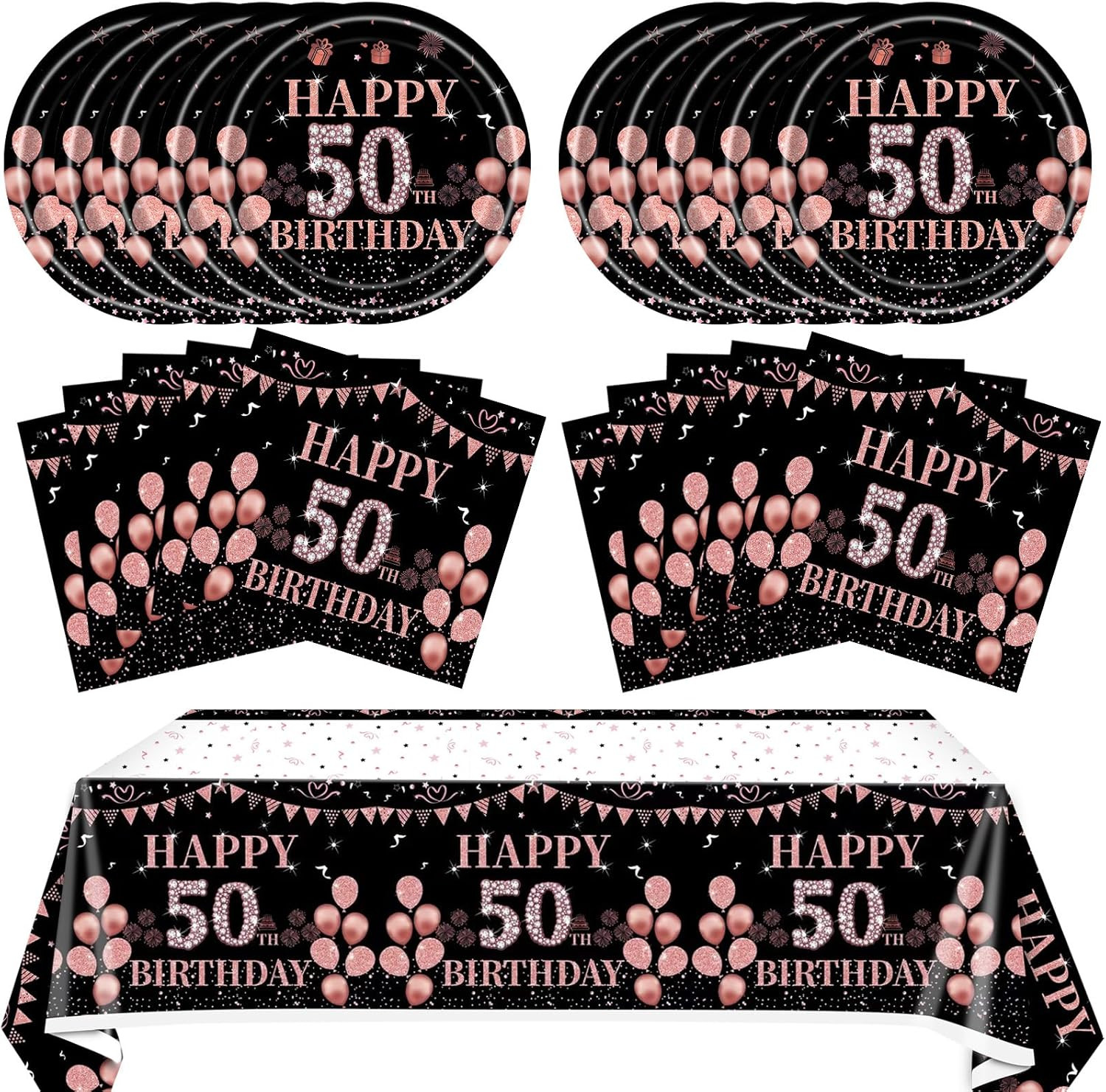 41Pcs 50th Birthday Decorations for Women,Rose Gold Black 1976 Party Supplies Ki gallery