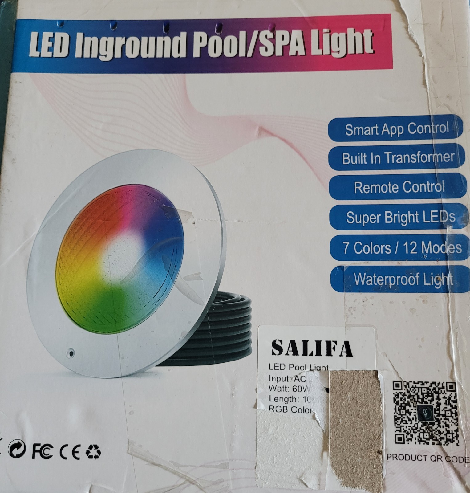 Swimming Pool Light 60W LED 10in 50ft Remote Control -Parts only, No controller gallery