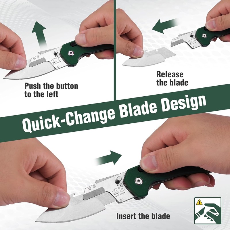 FLISSA Replaceable Blade Folding Knife 3-in-1 Pocket Hunting Knives G10 Handle gallery