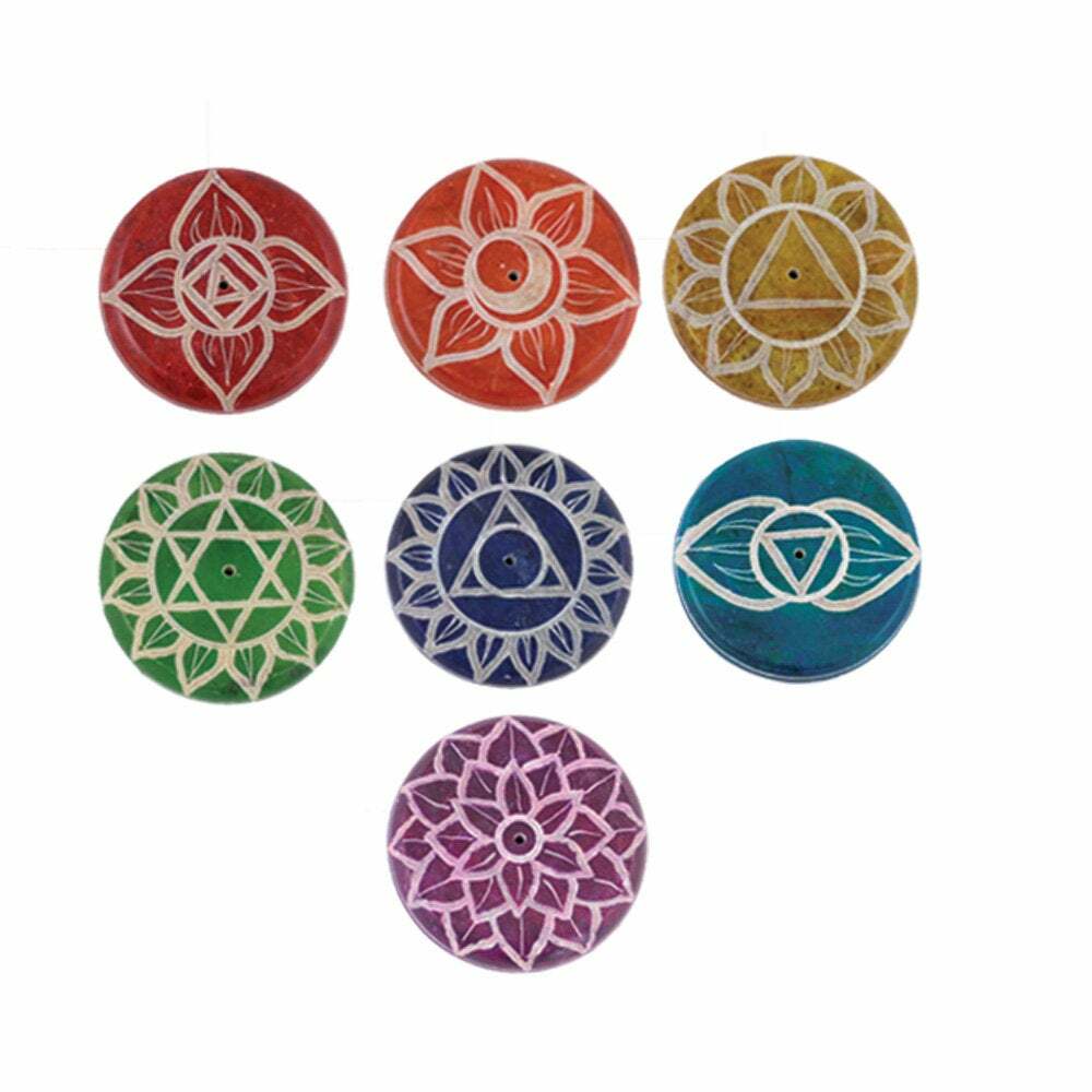 7 Chakra Stone Incense Burner Set | Incense Stick Holder Ash Catcher | Set of 7 gallery