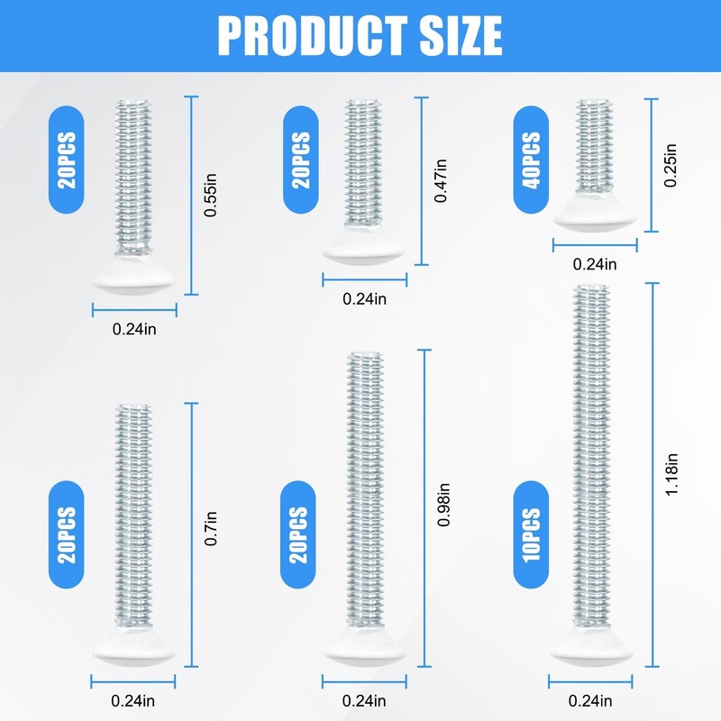130 Pack White Outlet Screws 6-32 Thread, Wall Plate Screws for Electrical Cover gallery