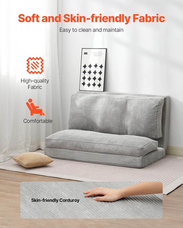 Folding Sofa Bed Foldable Couch Bed with Washable Cover Dark Grey (Full) gallery